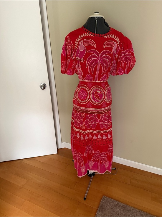FARM Rio Dresses & Skirts - FARM Rio Red Embroidered Tropical Maxi Dress